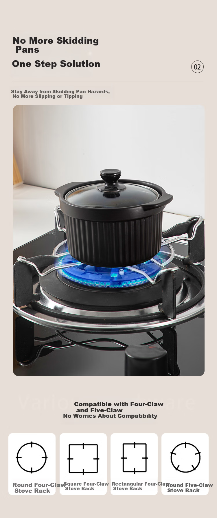 MAXCOOK Gas Stove Support Rack, Non-Slip Pot Holder for Frying Pans And Flat Bottom Pots, Stove Rack Storage Shelf, Universal Model MCCU2364 4