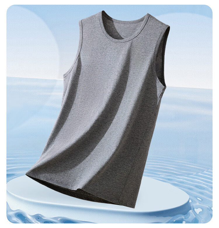 Langsha 100% Cotton Wide Shoulder Men's Sleeveless Sweat-Absorbing Breathable Vest Sports Tank Top 12