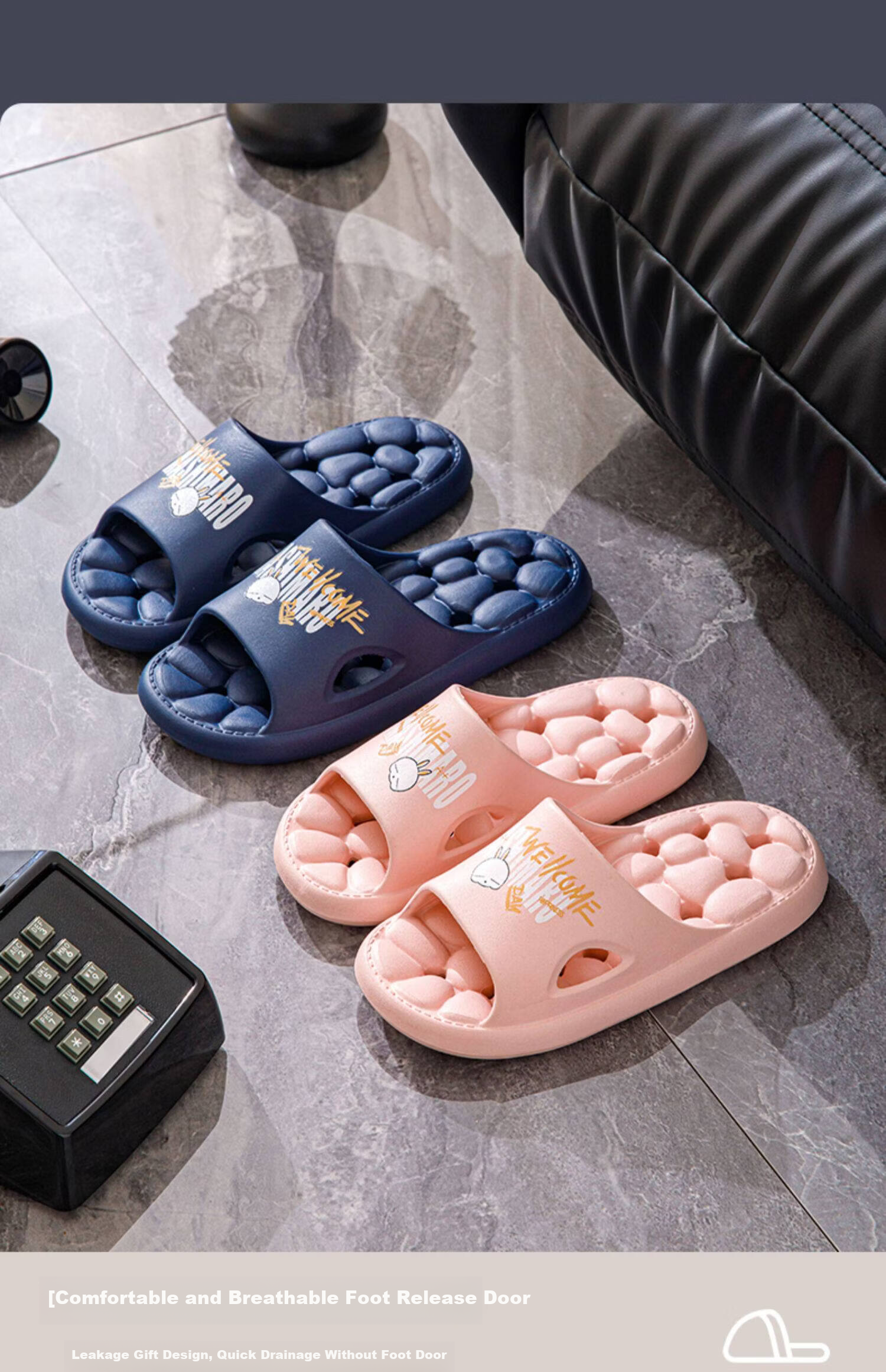 MashiMaro EVA Massage Quick-Dry Water-Draining Home Bathroom Shower Slippers for Men and Women 17