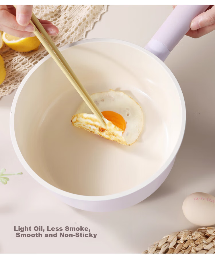 Carrot Baby Food Steamer and Cooker Pot 18cm Titanium Ceramic Non-Stick Small Soup Pot for Home and Instant Noodles 7