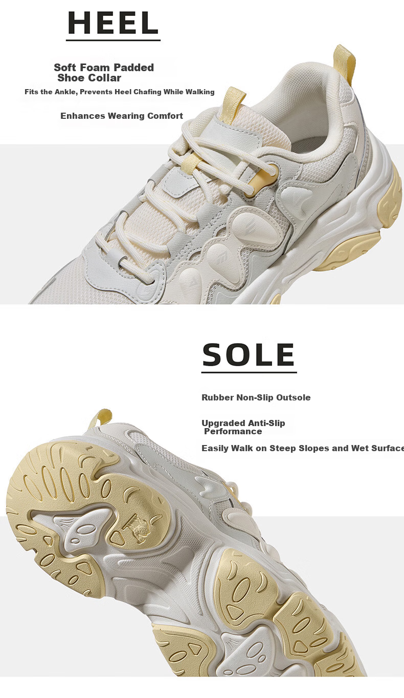 CAMEL Mangosteen Women's Breathable Height-Increasing Casual Dad Sneakers K26B09L7033 White/Light Gray Brown Size 36 14
