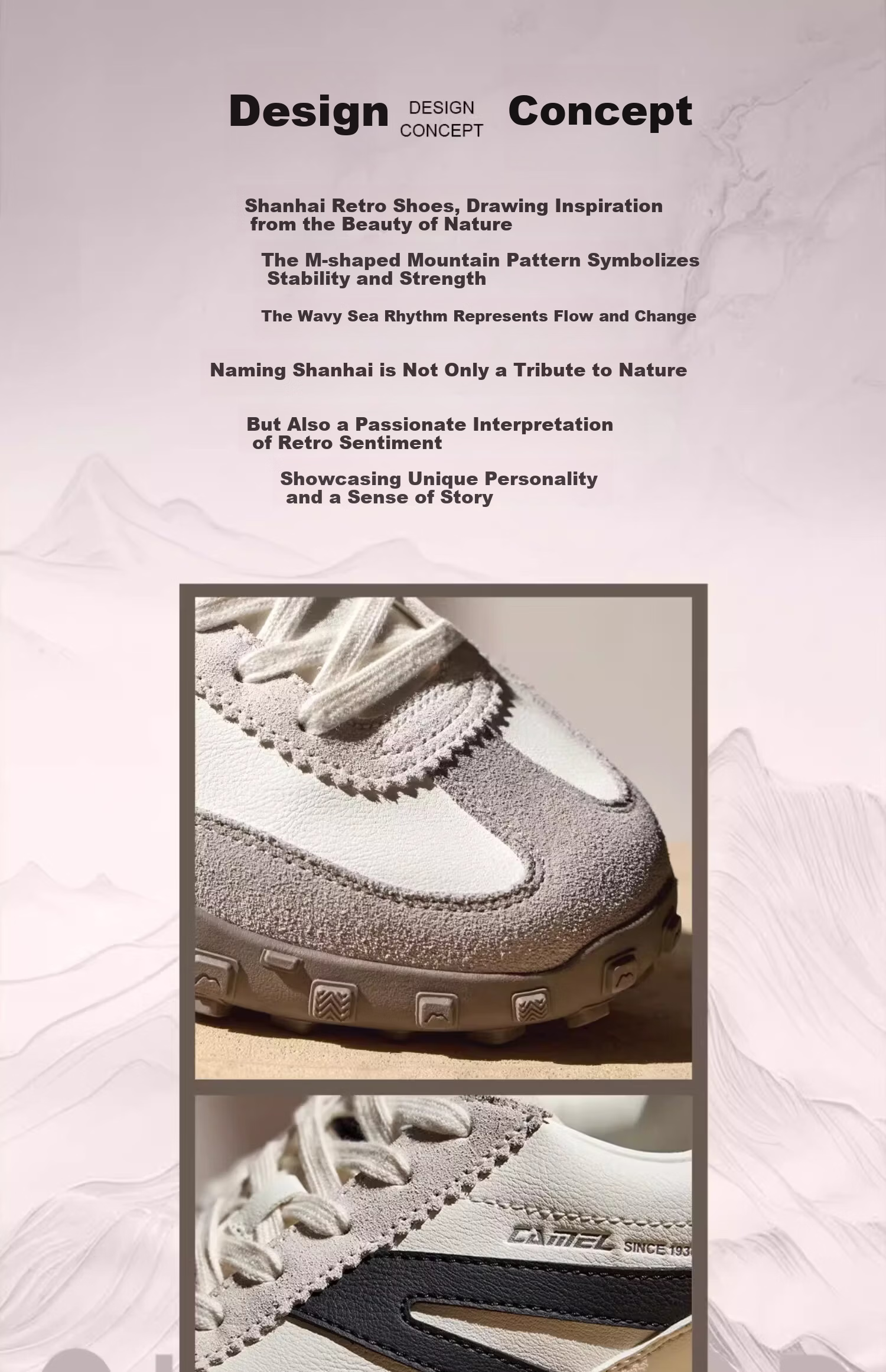 CAMEL Shan Hai Thin Sole Women's Retro Casual Sports Training Shoes X24B09L7606S Ivory White/Black Size 37 8