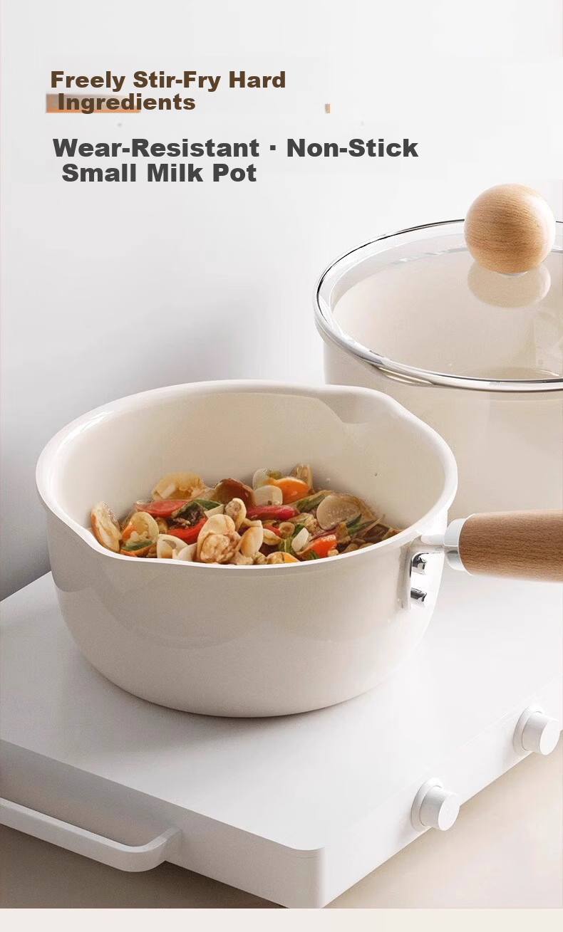 Jingyan Ceramic Small Milk Pot Baby Food Supplement Small Soup Pot Non-Stick Gas Stove Induction Cooker Thickened with Lid 3