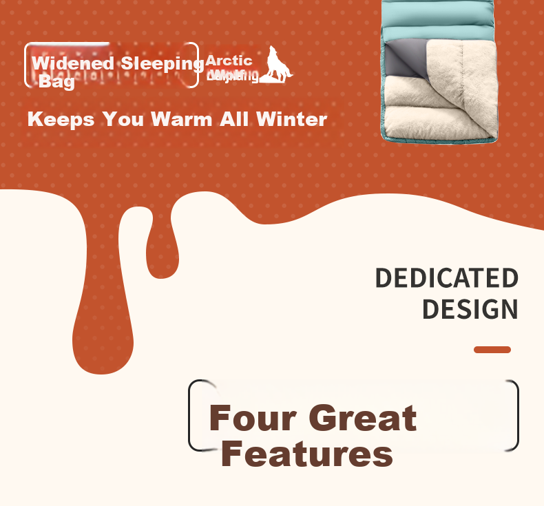 BeiJiLang Fleece-Lined Autumn Winter Thickened Wide Sleeping Bag Outdoor Camping Overnight Office Nap Car Warm Sleeping Bag Quilt 2