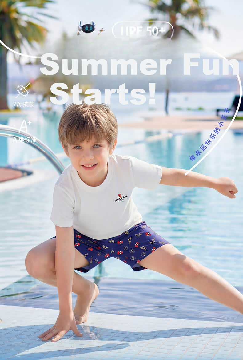 Disney Boys' Two-Piece Children's Swimsuit, Youth Swimwear for Boys, Model D36501S2G, White, Size 160 1