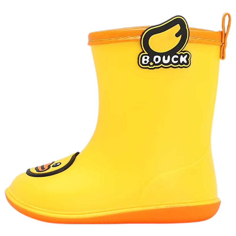 B.Duck Children's Rain Boots, Fashionable Waterproof Shoes for Boys And Girls, Baby Water Shoes, Elementary School Students, 5955 Yellow, Size 28