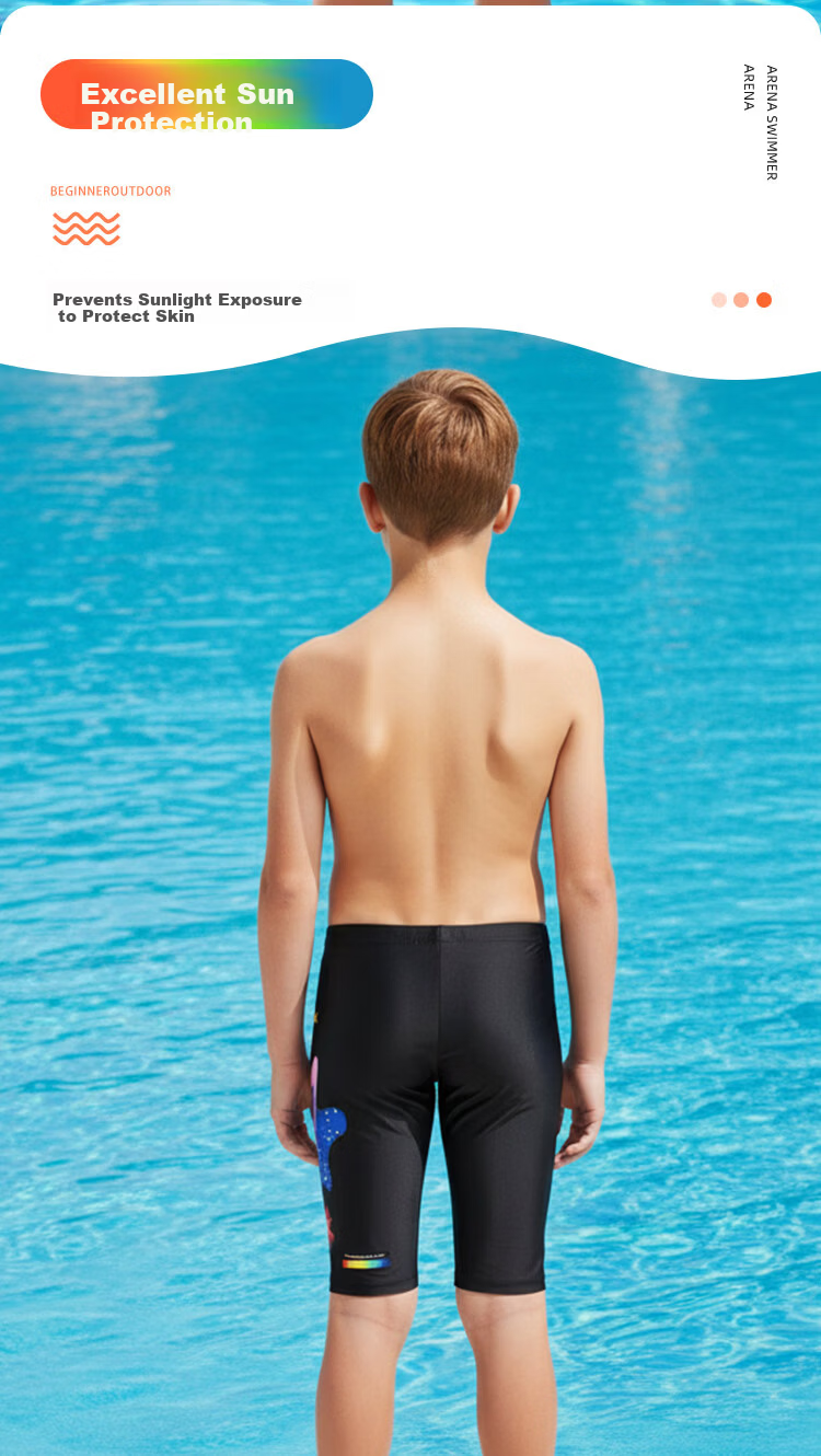 Arena Kids 26 New Boys Youth Sports Training Casual Comfortable Knee-Length Swim Shorts 4