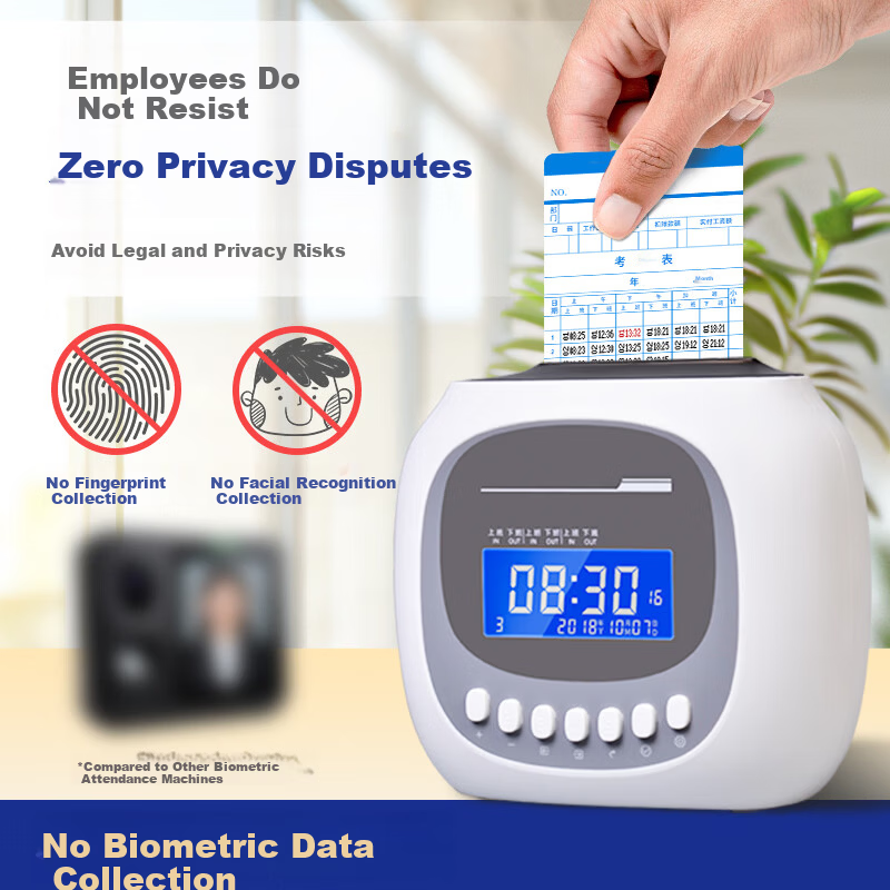 Gezhi M880 Time Card Attendance Machine Paper Card Employee Student Check-in Clock Microcomputer Automatic Paper Feed and Eject Attendance Recorder