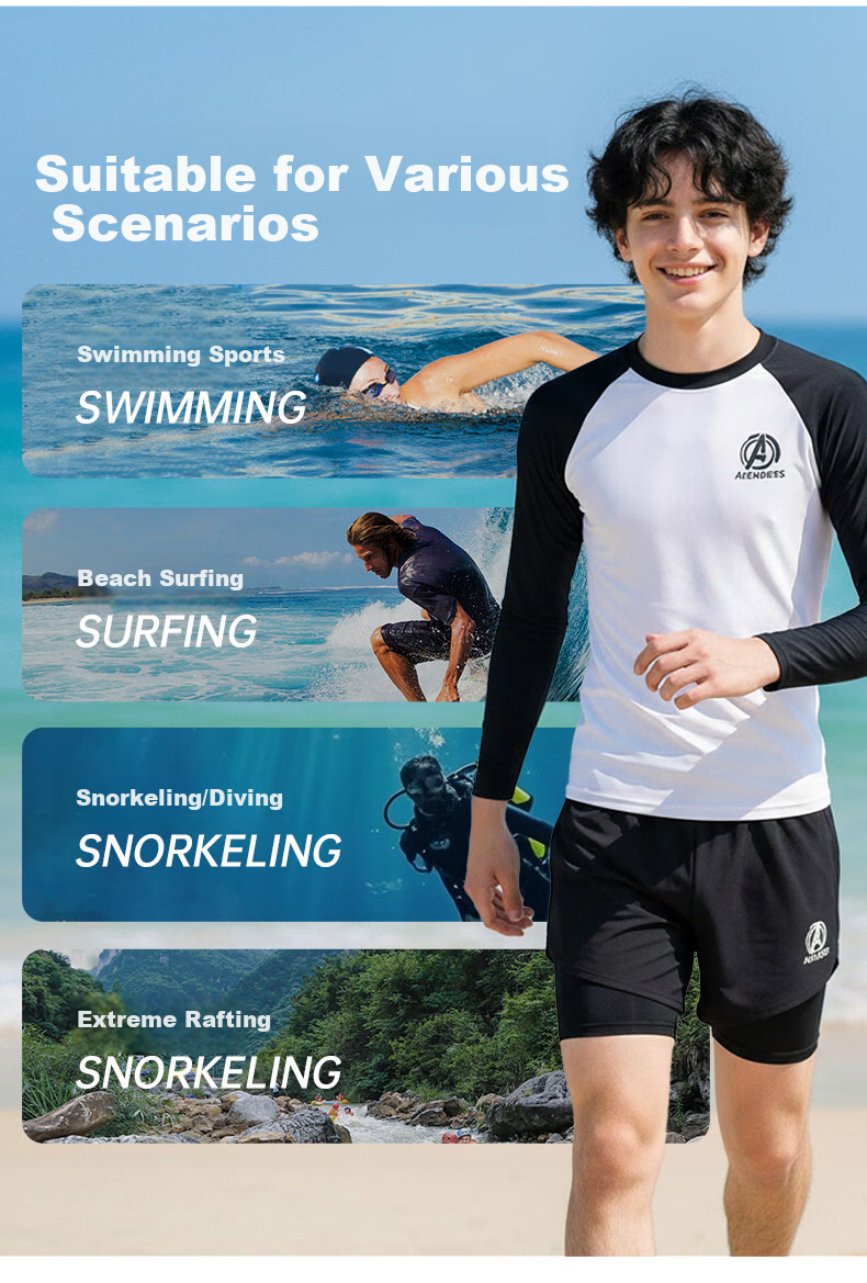 Disney Men's Long Sleeve Swimwear Set Surfing Suit D16329S2G Black 3XL 12