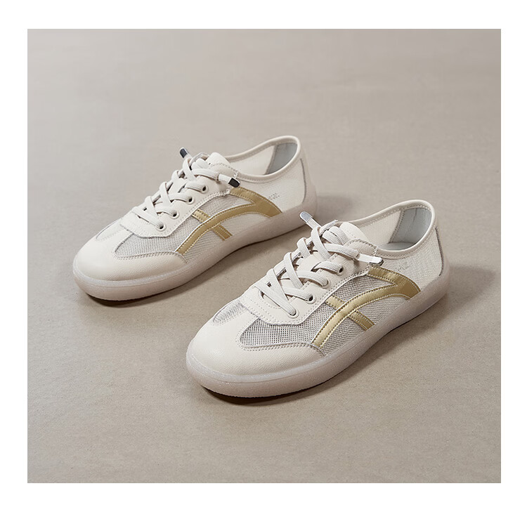 ZHR Women's Shoes, Summer New Style Mesh Breathable White Sneakers, Genuine Leather Training Sports Shoes for Women, A67E White Blue Size 37 33
