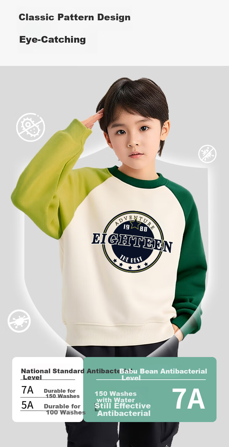 BOBDOG Boys' Pullover Sweatshirt Spring and Autumn Raglan Colorblock Long Sleeve Top for Kids and Teens 2