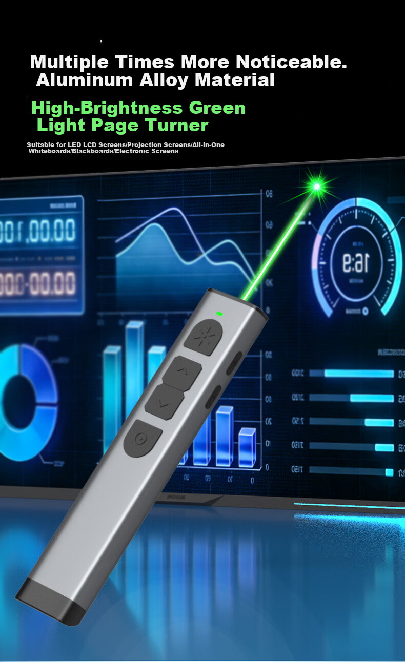 Nomia X8 Metal Body High Power Green Laser Pointer LED LCD TV Compatible Multifunctional Presentation Remote Teacher Focus Magnifier Integrated Remote Air Mouse Drawing Pen 2