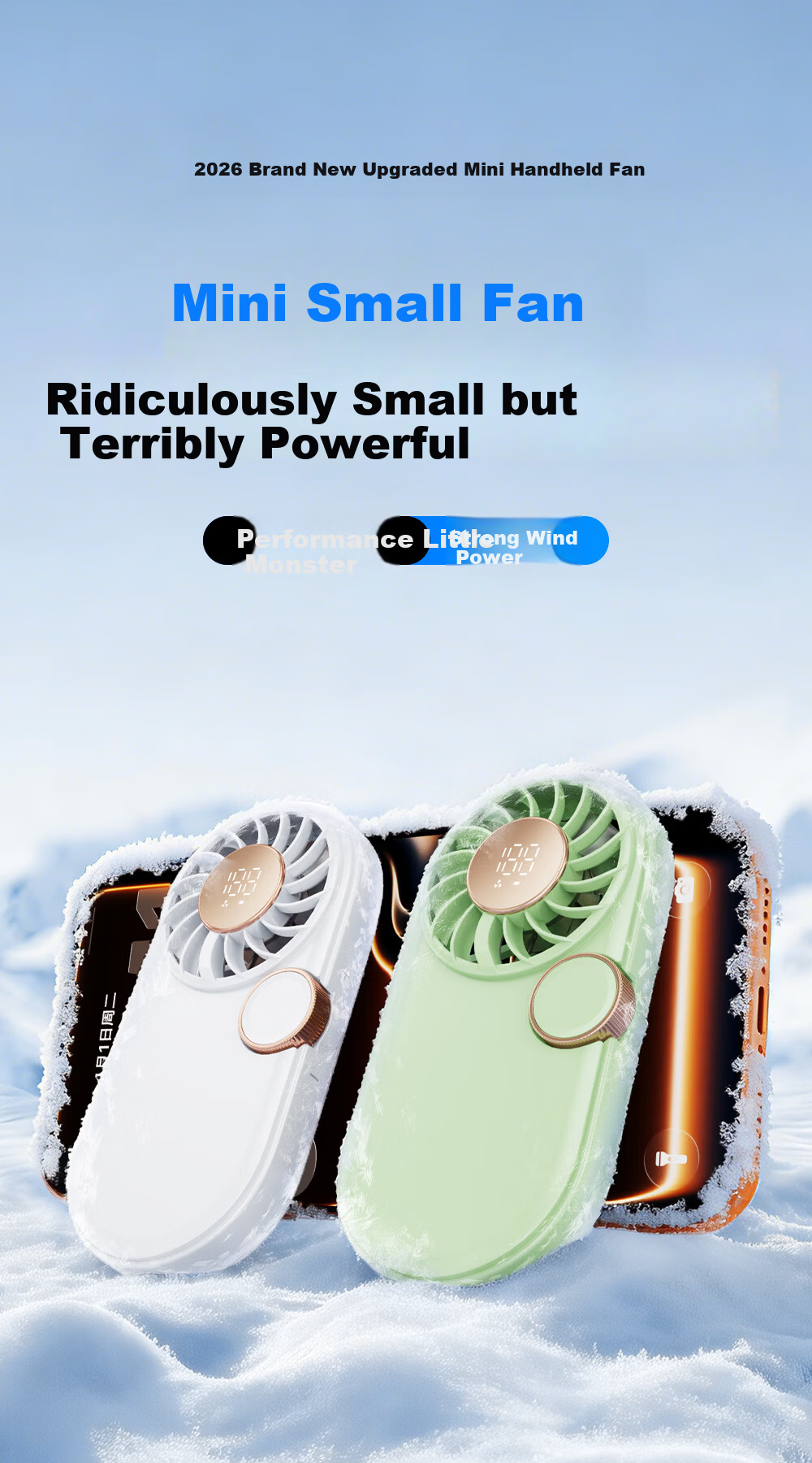 Kalai'ao Handheld Mini Portable Ultra-thin Rechargeable Brushless Motor Fan for Office, Student Dormitory, Desktop, Outdoor Pocket Fan 2