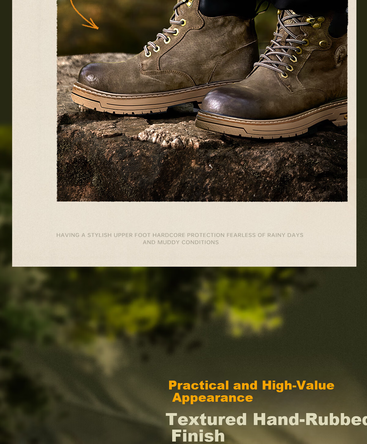 CAMEL Wang Junkai Style Martin Boots High-top Outdoor Workwear Yellow Boots Men GE122W7757T Golden Yellow Size 40 10