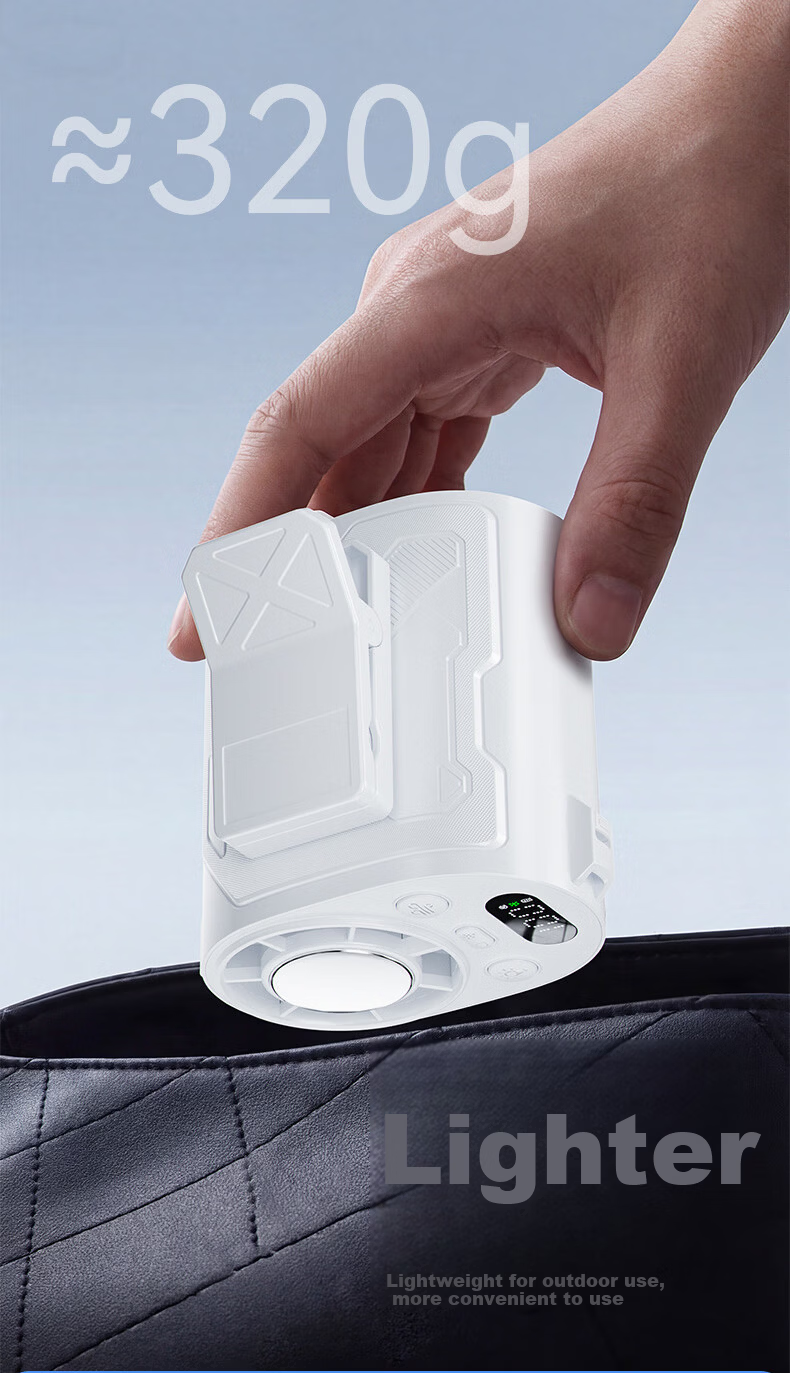 AUX Portable Waist Hanging Fan Personal Cooling Device Small Fan Outdoor Worksite High Power Long Battery Life Rechargeable Clip-On Waist Neck Hanging Air Conditioner Fan 16
