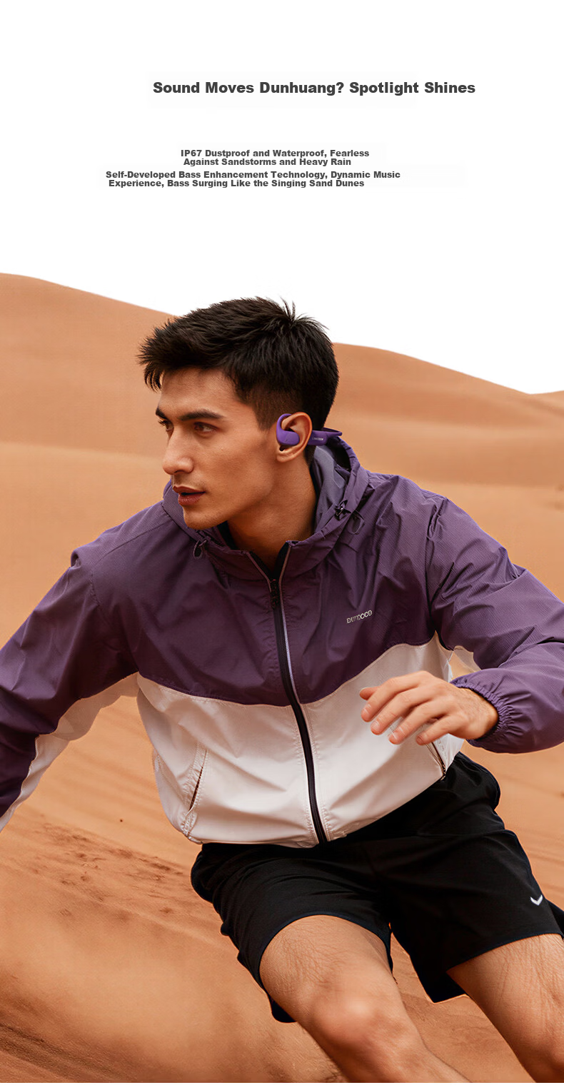 Langston AirWave Pro Open Bluetooth Wireless Bone Conduction Sports Earphones Running Cycling Non-In-Ear Compatible with Apple Dunhuang Purple 6