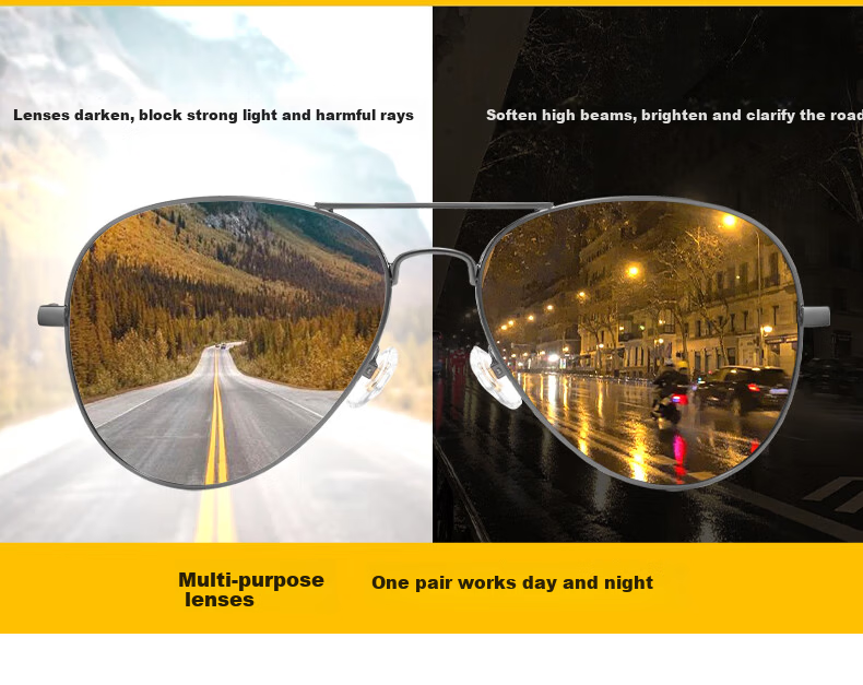 CAPONI Photochromic Night Vision Sunglasses Day and Night Use Polarized Driving Glasses for Men and Women Anti-Glare 5