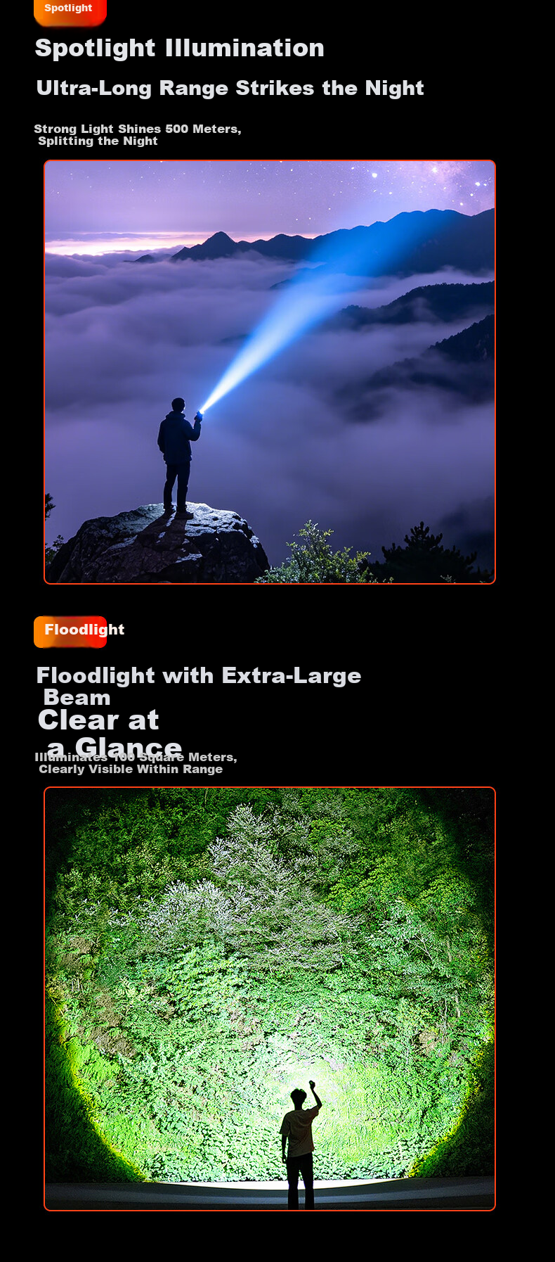 DEREMBO High Brightness Portable Flashlight Outdoor Lighting Super Bright Long Battery Life Rechargeable Climbing Patrol Home Small Emergency Light 3