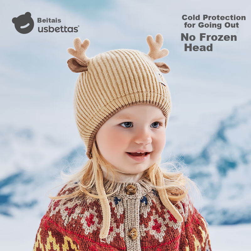 Betis Baby Hat Autumn Winter 2025 New Infant Girls Wool Knit Ear Protection Hat