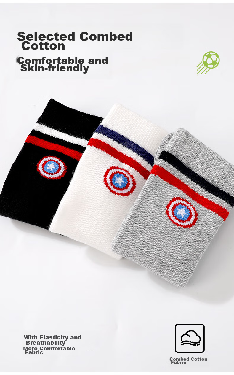 Disney Children's Mid-Calf Socks, Boys' Long Socks, Girls' Spring And Autumn White Long Socks, Summer Thin Soccer Socks, Baby High Socks 3