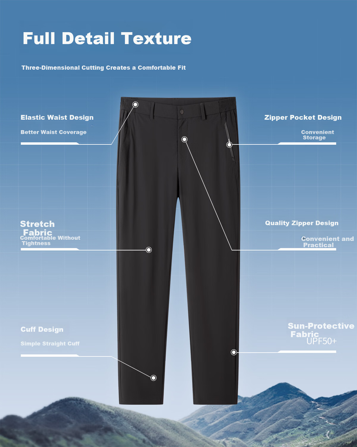 TOREAD Men's Outdoor Functional Pants Sun Protection Cooling Quick-Dry Breathable Stretch Hiking Pants TAMMAM81553 6