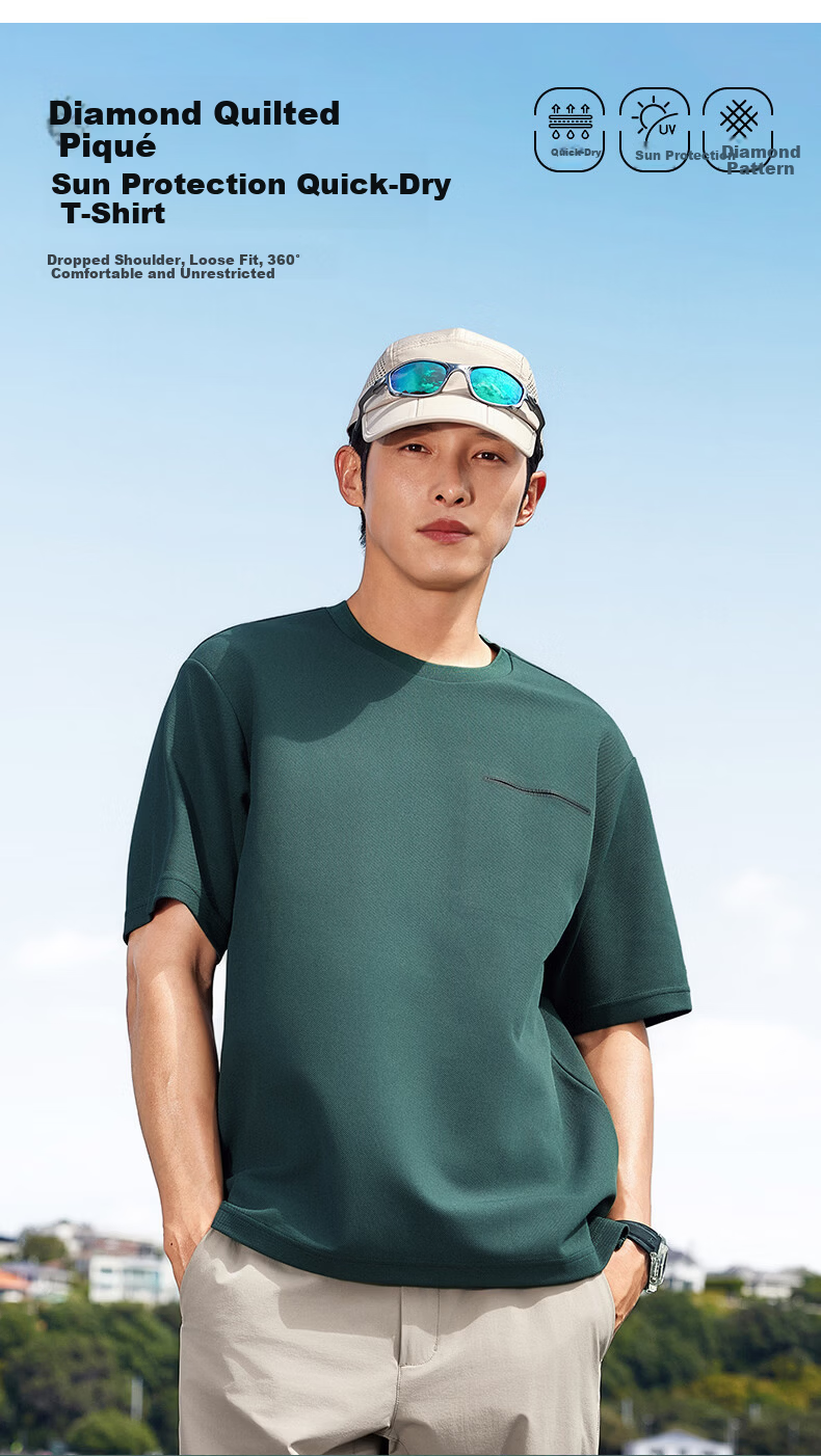 Kolumb Outdoor T-Shirt Moisture-Wicking Sun Protection Quick-Dry Loose Fit Running Fitness Short Sleeve Danxia Red M 2