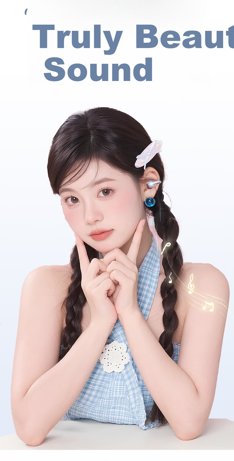 Tangmai Q5 Open-Ear Clip-On Bluetooth Bone Conduction Wireless AI Translation Sports Running Sweatproof Gaming Low Latency Long Battery Life Noise Cancelling Valentine's Day New Year Gift Blue 12