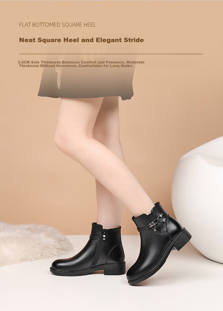 Red Dragonfly Women's Fashion Boots Fleece Lined Warm Lightweight Commuter Short Boots Soft Sole Soft Leather Comfortable WTC459631C Black Size 35 6