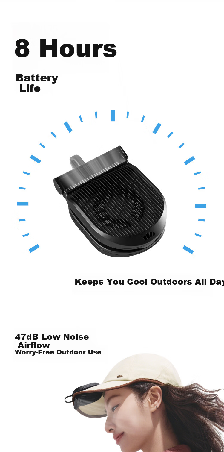 Beneunder Mini Clip-on Brim Fan Outdoor Ultra-light Cooling Summer Portable Rechargeable Small Fan EE007 10