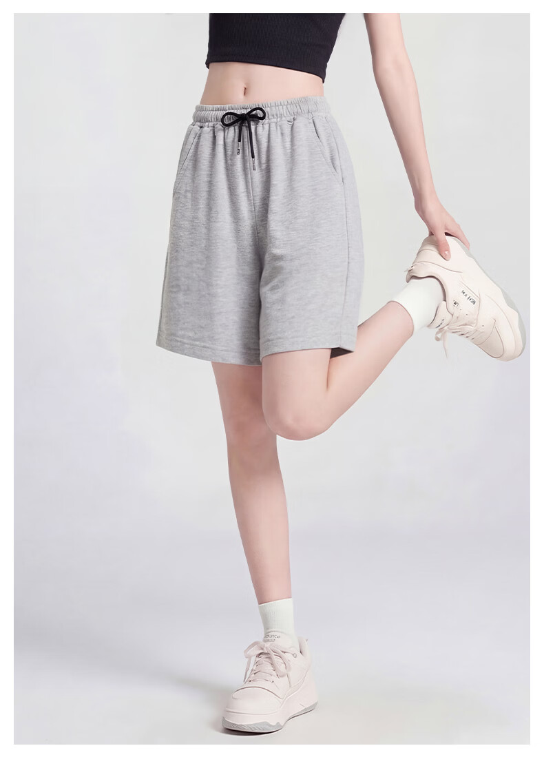 Warrior Women's Summer Shorts 2026 New Casual Loose Sports Pants High Waist Simple Solid Color Knee-Length 11