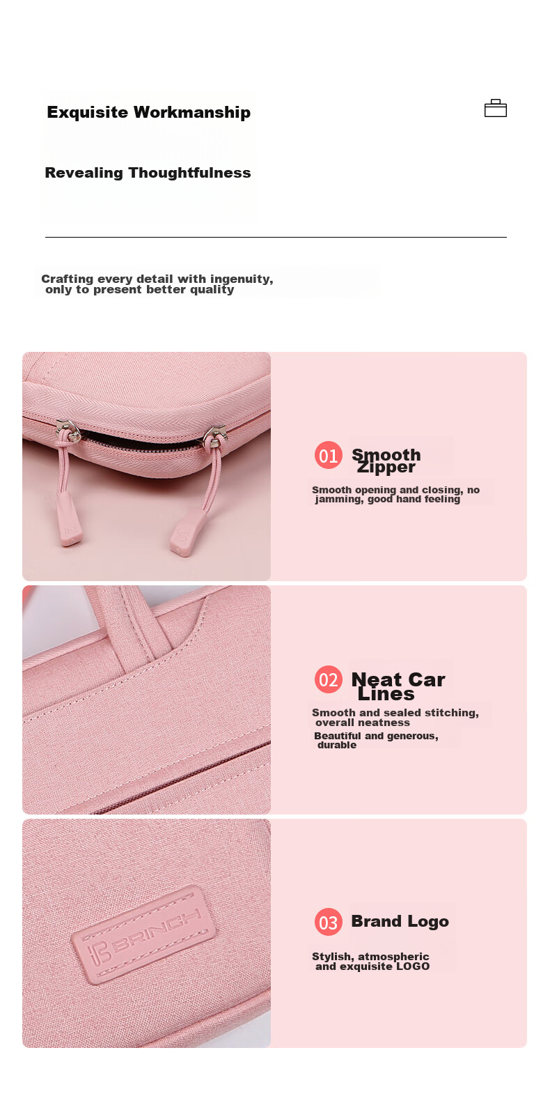 BRINCH Laptop Bag Handheld Suitable for Men And Women, Compatible with Huawei And Apple 15.6-Inch Business Lightweight Notebook Computer Bag 6