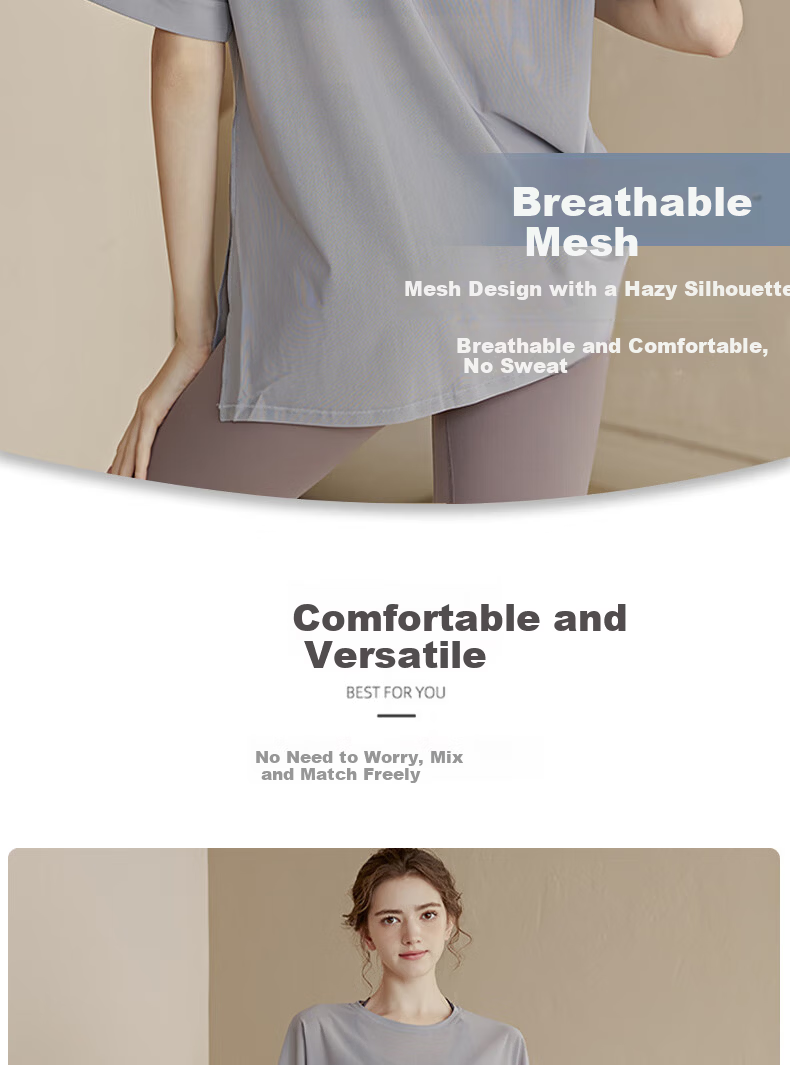 Xueqiman Loose Lightweight Yoga Shirt Women's Sports Top Running Quick-Dry Short Sleeve T-Shirt Breathable Summer Fitness Wear 5