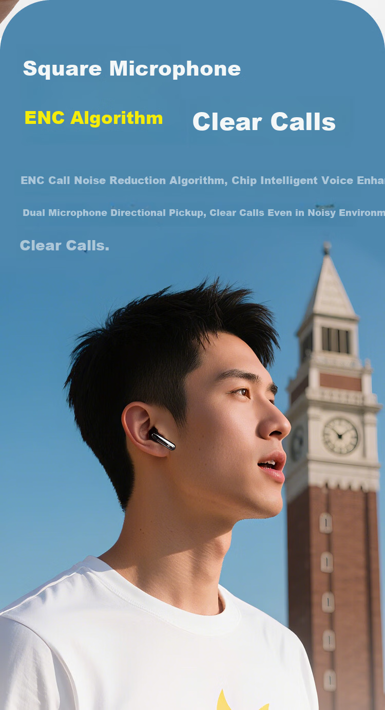 KUGOU M23 Bluetooth 6.0 Earphones Semi-In-Ear Wireless Music Gaming Low Latency Long Battery Life Noise Cancelling Compatible with Huawei Apple Xiaomi Men 14