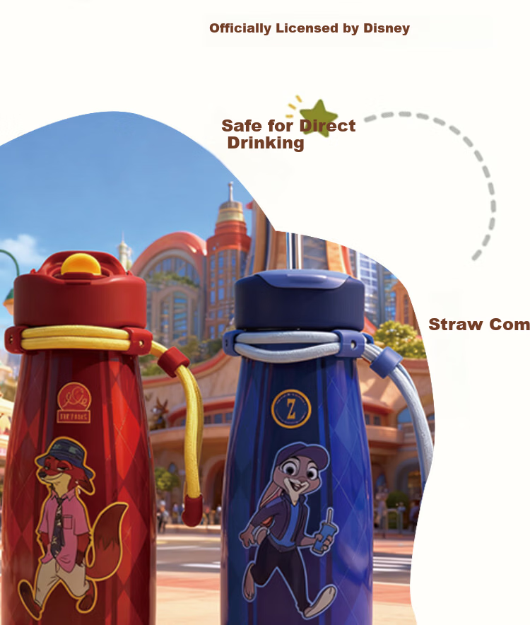 Disney Zootopia Insulated Straw Cup Large Capacity Water Bottle Cute Gift Portable Cup 2