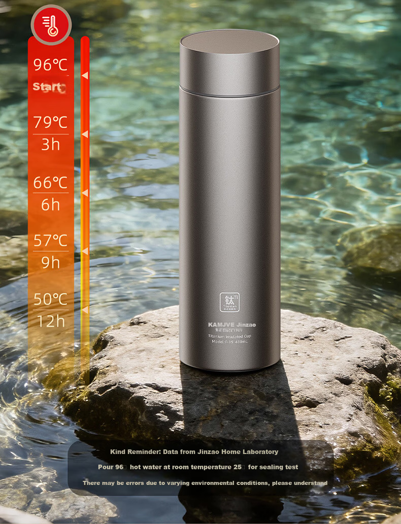 KAMJOVE Titanium Insulated Water Bottle Pure Titanium Inner and Outer Cup Portable Tea Cup for Men and Women 7
