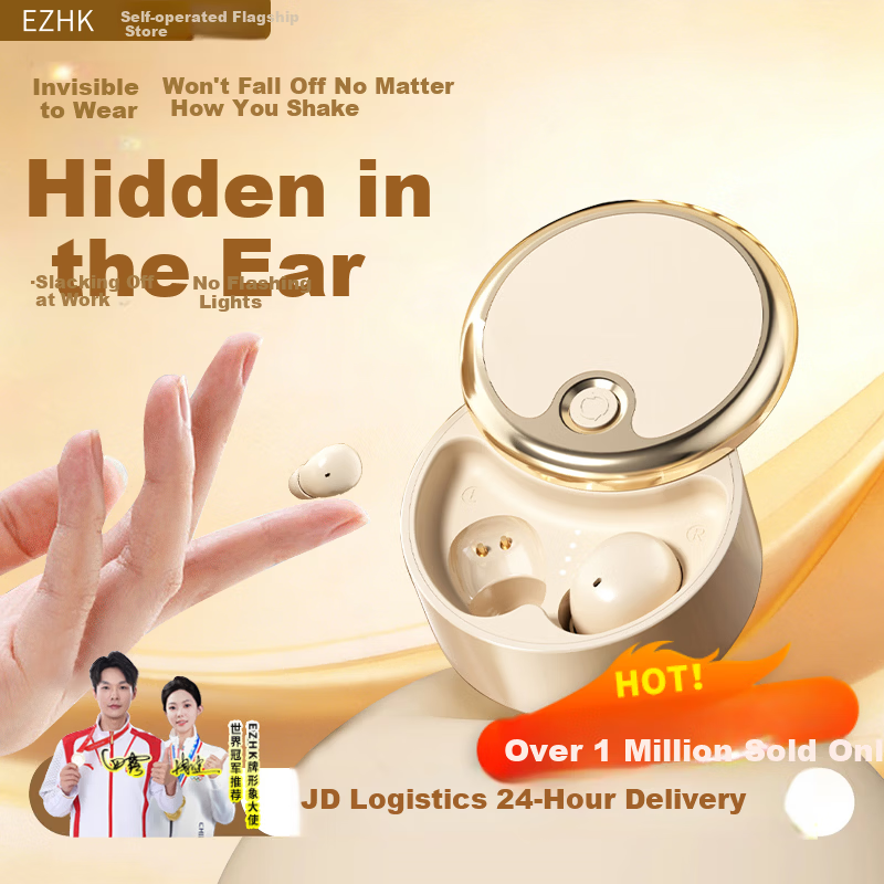 EZHK Mini Hidden Bluetooth Earbuds Invisible In-Ear Work Earphones Stealth Design Long Battery Life New Model Non-2 Agent