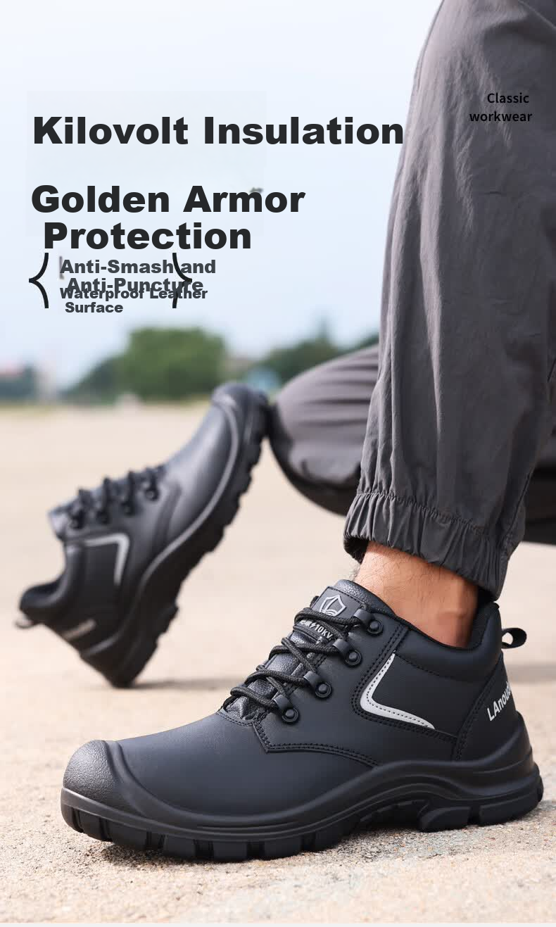 Blue Owl Shield Men's Insulated Waterproof Anti-Smash Toe Anti-Puncture Electrician Leather Safety Work Construction Shoes D301 Size 43 1