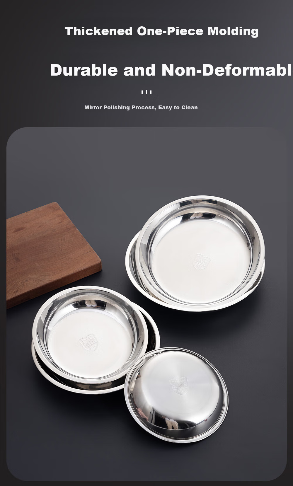 Golden Key 304 Stainless Steel Thickened Shallow Round Tray Commercial Kitchen Prep Bowl 22cm Vegetable Washing Household Food Prep Basin GK-Z22B2 3