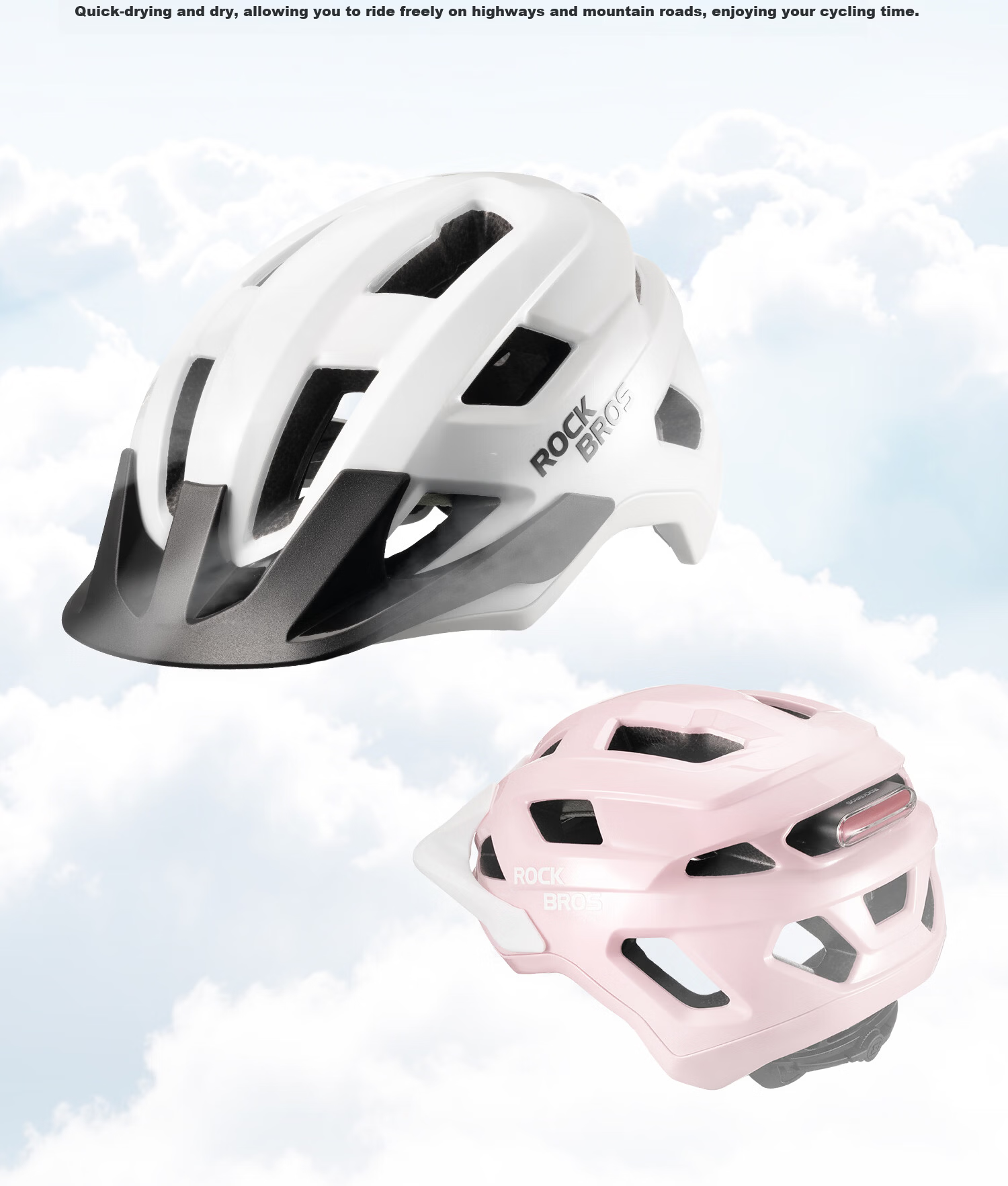 Rockbros Youth Mountain Bike Helmet Kids Roller Skating Scooter Bicycle Student Safety Helmet Unisex White 16