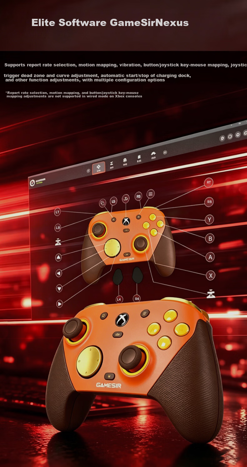 GAMESIR G7 Pro Microsoft Xbox Licensed Elite Wireless Gamepad TMR Joystick Motion Dual Trigger Four Motors with Dock Vibrant Orange Children's Day Valentine's Gift 9