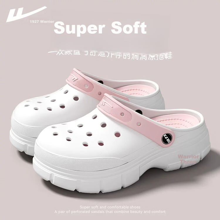 Warrior Women's Soft Thick-Soled Garden Clogs Outdoor Sports Beach Sandals SDJ-0603 White Purple Size 40 2