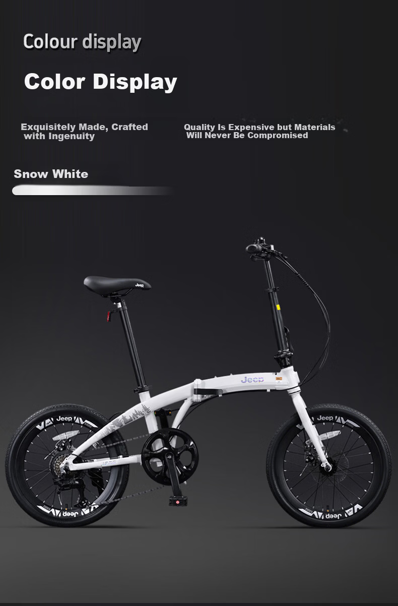 Jeep Foldable Bicycle Unisex Urban Commuter Lightweight Riding Graphite Gray - Fashion Model 20 Inch 7-Speed 11