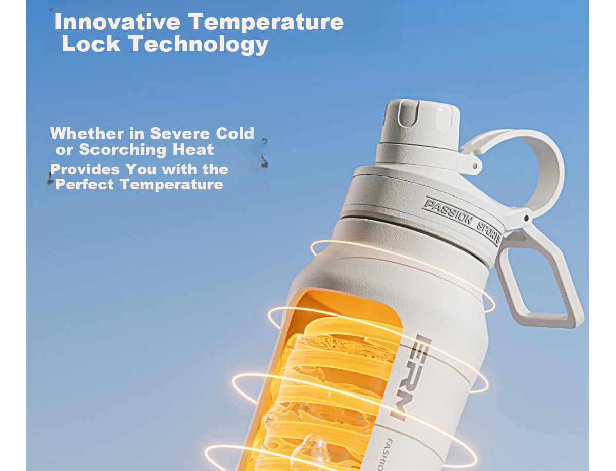 ERM Insulated Mug Large Capacity 316L Stainless Steel Cold Water Bottle for Men Students Outdoor Sports Portable Straw Cup 8