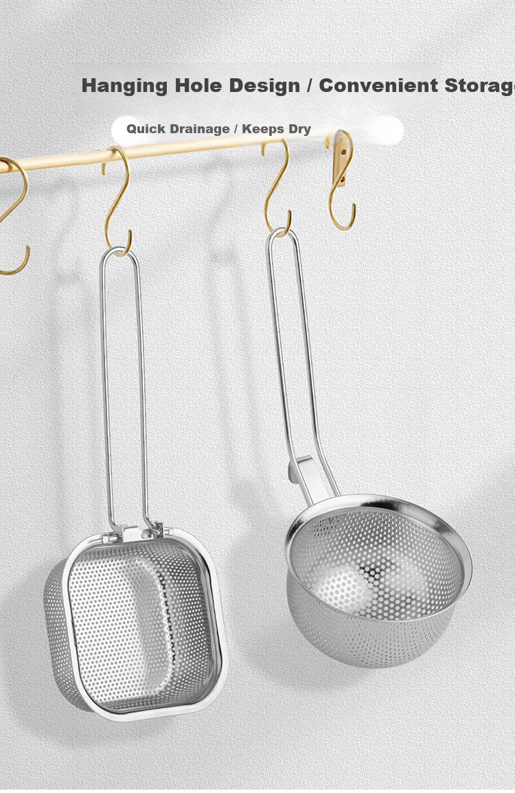 Banwushenghuo 304 Stainless Steel Soup Ladle Hot Pot Spoon Set, Small Soup Ladle, Strainer Spoon, Thickened Long Handle Porridge Spoon, Scoop Spoon, Filter Spoo 10