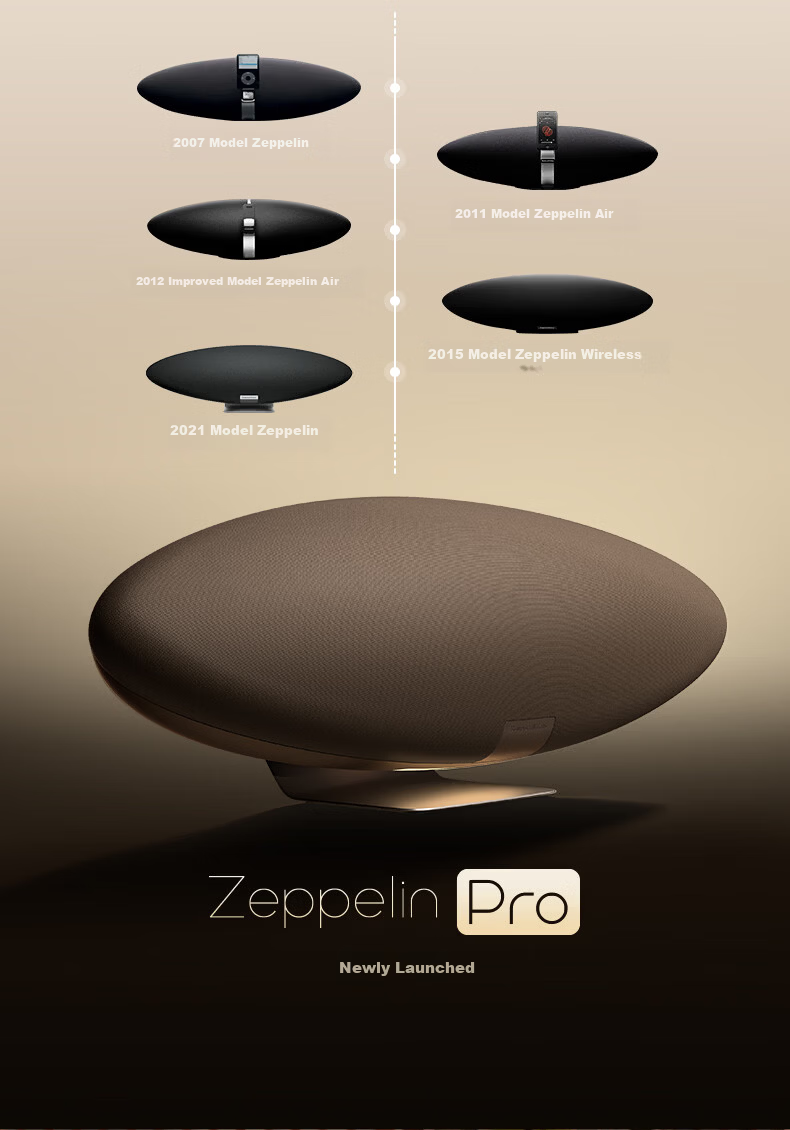 Bowers & Wilkins Zeppelin Pro 6th Gen Wireless HiFi Active Bluetooth Speaker B&W Desktop Audio Dawn Gold 18