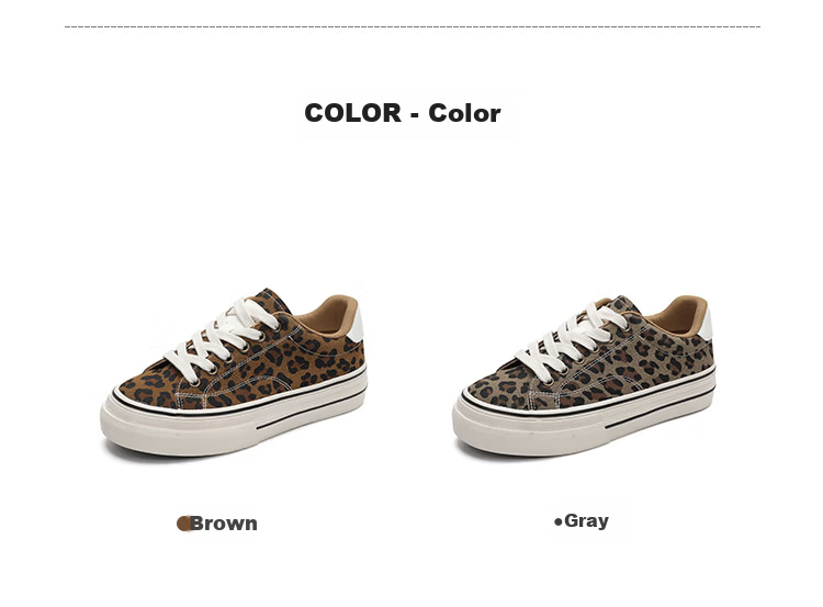 DAPHNE Women's Shoes 2026 Summer New Leopard Print Soft Sole Sneakers Casual Canvas Shoes Brown Size 38 3