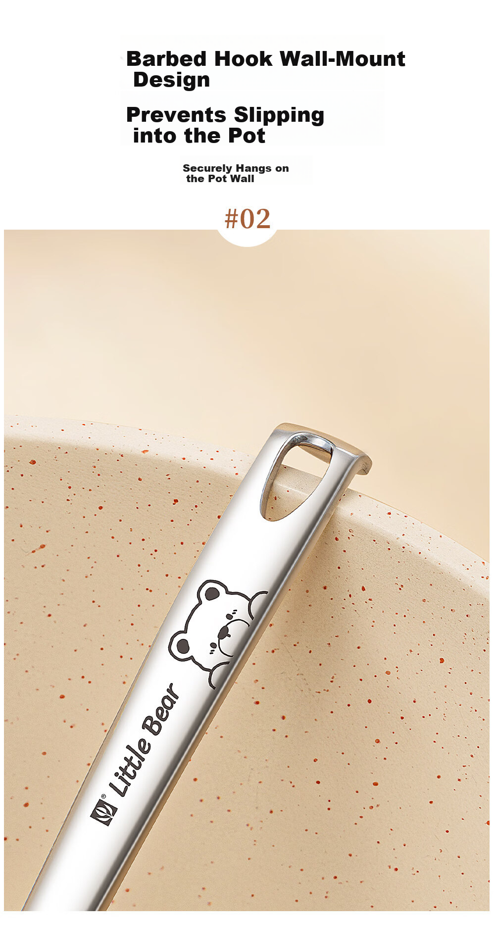 Guofeng 316 Stainless Steel Large Soup Ladle Kitchen Hot Pot Slotted Spoon High-End Non-Slip Set [Soup Ladle + Slotted Spoon] 4