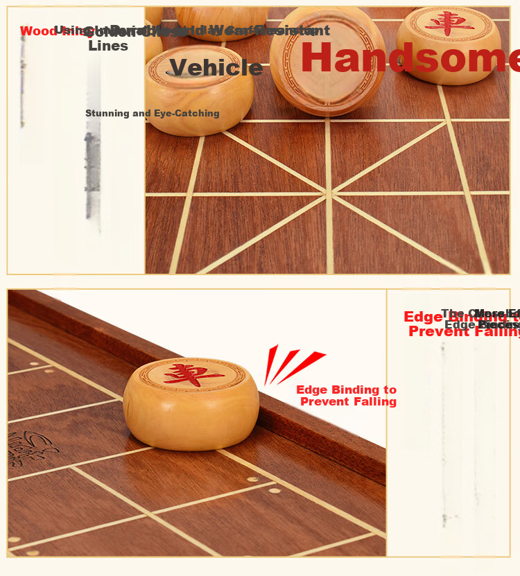 Yusheng Large Chinese Chess Table Solid Wood Chessboard Adult High-End 5mm Golden Sandalwood Xiangqi Set Desktop Board 6