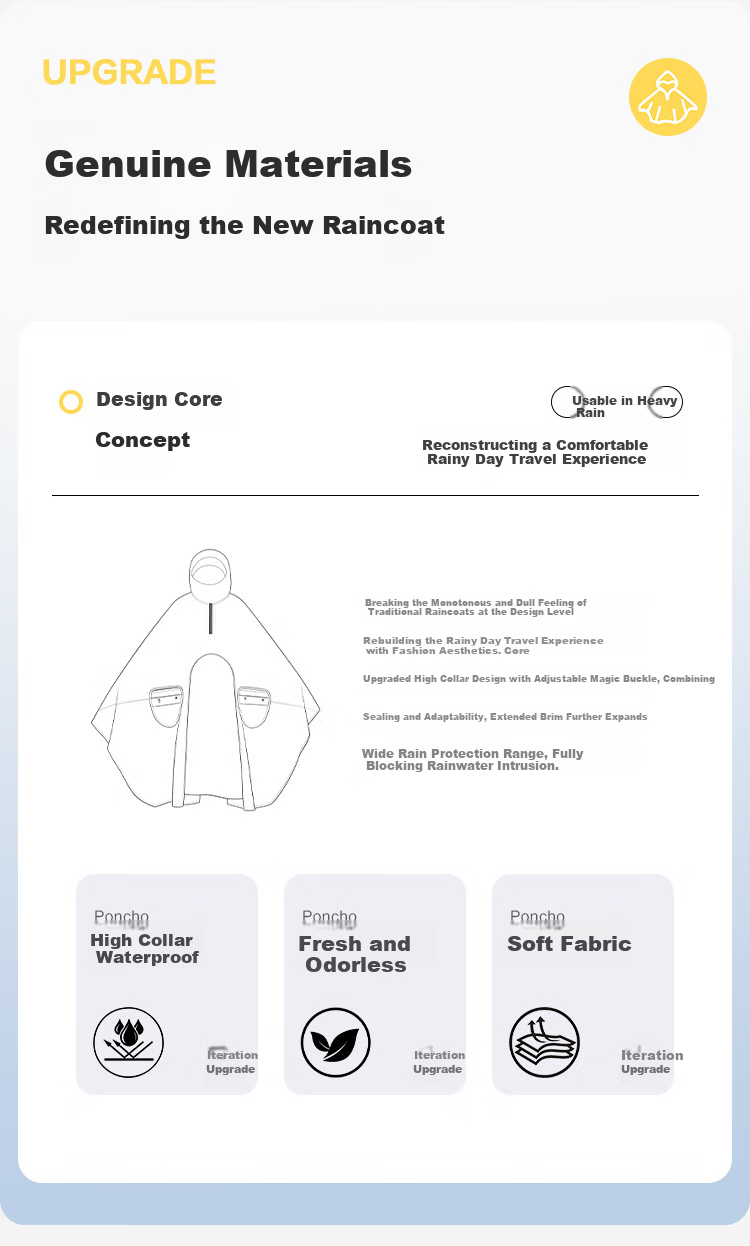 Deli Multifunctional Cape Raincoat for Hiking, Climbing, Camping, Electric Scooter and Motorcycle Riding 2