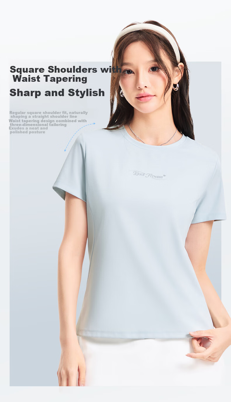 Erke Women's Crew Neck Short Sleeve Knit Shirt Summer Ice-Feel Sports T-Shirt Casual Soft Skin-Friendly Top 6